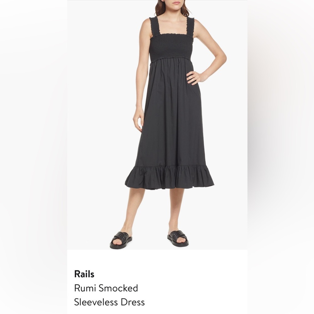 Rails Black Rumi Smocked Midi Dress